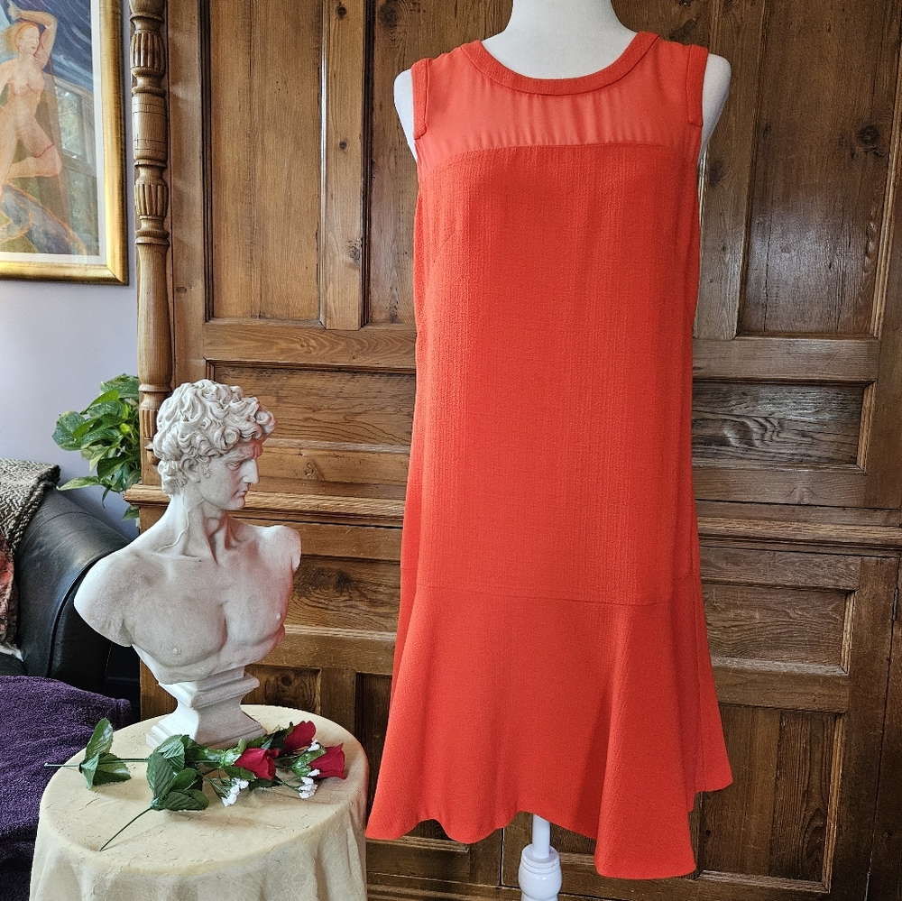 Vince Camuto Orange Sundress Cap Sleeve Midi. Size 10